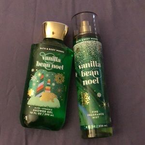 2PC Bath & Body Works Vanilla Bean Noel Shower Gel & Fragrance Mist NEW